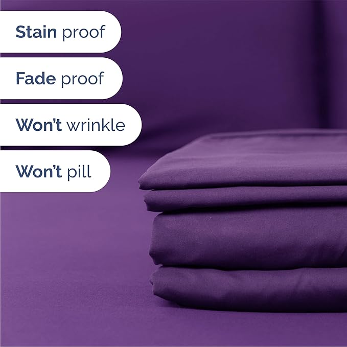 CGK Linens Queen 6 Piece Sheet Set - Cooling Sheets for Hot Sleepers - Hotel Luxury Bedding Set w/ 8-16 Inch Deep Pockets - 1 Flat & 1 Fitted & 4 Pillowcases - Soft, Easy Care & Wrinkle Free - Purple