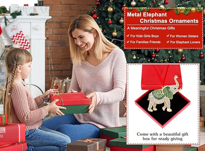 WhatSign Elephant Christmas Ornament - Metal Ornament for Christmas Tree Decorations Cute Hanging Ornament Keepsake Gifts for Kids Girls