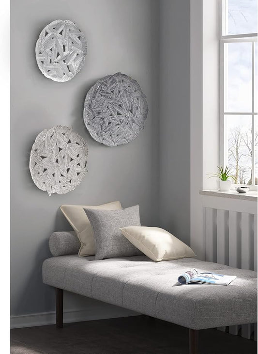 Madison Park Wall Art Living Room Metal Decor - Home Accent Modern Kitchen Dining Decoration, Ready to Hang Panel for Bedroom, Multi-Sizes, Rossi Grey 3 Piece