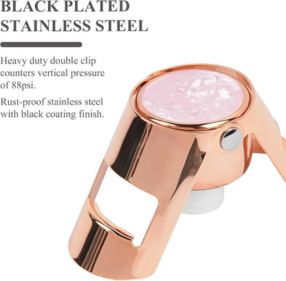 LIZIMANDU Champagne Stopper, Stainless Steel Bottle Plug Sealer for Sparkling Wine, Superior Leak,keeps Wine, Champagne, Prosecco, Cava, and Sparkling Wine fresh longer(1-Rose Gold)