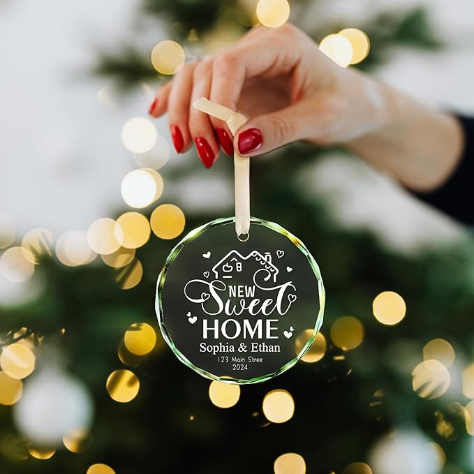 New Home Ornament 2025 House Warming Gifts, Personalized Christmas Ornaments, Custom First Christmas in My New Home, Customized Christmas Crystal Ornament