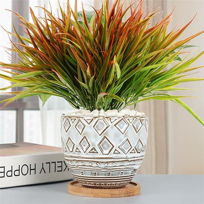 SzJias Outdoor Artificial Plants Fake Grass UV Resistant Greenery Plant Plastic Plants for Home Garden Decorating (12 Pcs)