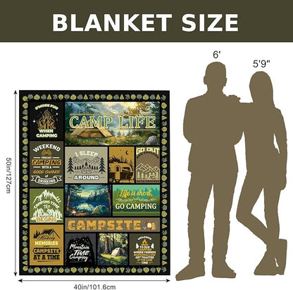 Camping Gifts, Camping Blanket, Camping Gifts for Women, Camping Lovers Gift, Camping Stuff, Camping Essentials for Women, Camping Decor for Camper, Outdoors, RV Travel 40X50 in
