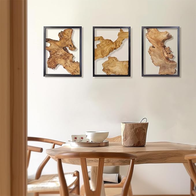 NAHARO Modern Wood Wall Decor- Natural wood Handcrafted Rustic Charm for Your Home - Perfect for Living Room, Bedroom,Kitchen,or Office