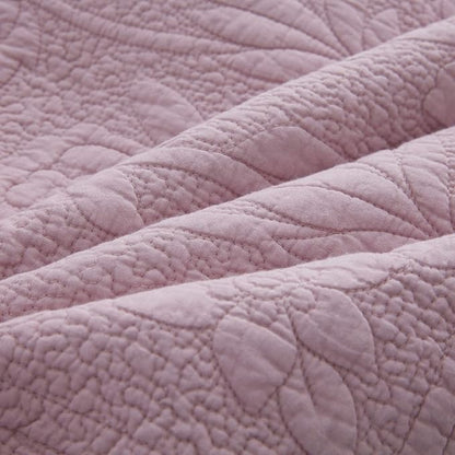 Brandream Queen Size Quilt Set Cotton Farmhouse Quilted Comforter Set Dusty Pink Vintage Matelasse Coverlet Set Antique Bedroom Set