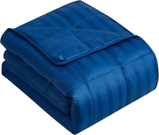 Weighted Blanket for Adult,10lbs Heavy Weighted Blanket 48"x72" Breathable Cooling Summer Blankets, Ultra Soft Cotton Comfort Throw Blanket with Glass Beads for All-Season (Blue)