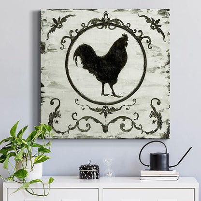 Colorful Animals Painting Wall Art on Canvas Modern Abstract Artwork, Berkshire Rooster Wall Art, Ready to Hang, 40'' x 40''