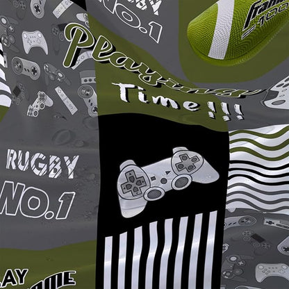 AILONEN Gamer Shower Curtain,Olive Green Ball Sports Waterproof Fabric Shower Curtain for Boys Kids Teens, 60" W*72" H Gaming Gamer Theme Shower Curtain Sets