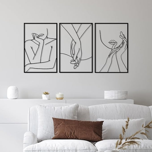 Vivegate Minimalist Female Body Single Line Metal Wall Art Decor - 18"X12" 3 Packs Women Body Abstract Minimalist Lines Wall Signs for Hanging Bedroom wall decor