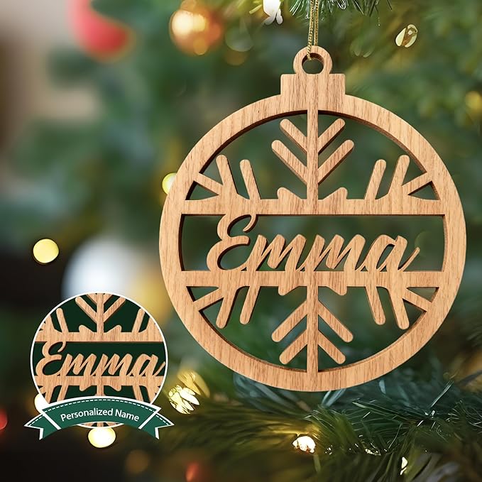 Personalized Name Ornaments for Christmas Tree-Personalized Wooden Christmas Ornaments 2025, Custom Ornaments for Christmas Tree & 1-5 Styles