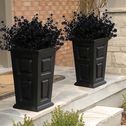 RECUTMS Black Artificial Flowers, Fake Outdoor UV Resistant Plants Faux Plastic Greenery Shrubs Indoor Outside Hanging Planter Home Kitchen Office Wedding, Garden Decor (Black)