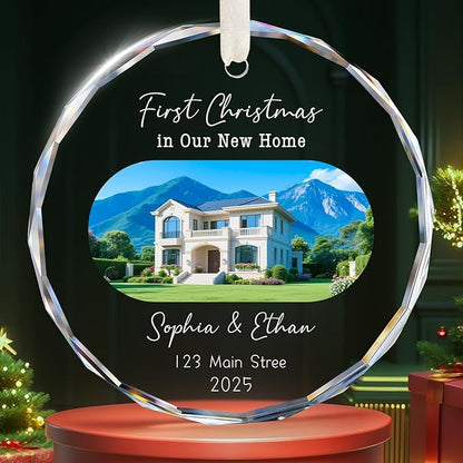 House Warming Gifts New Home Ornament Personalized First Home Christmas Ornaments 2025, New Home Gift Ideas, Housewarming Gift Ideas for Women, Custom Photo Christmas Crystal Ornament