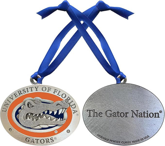 Florida Ornament Non-Dated | Hand-Sculpted Christmas Tree Ornament | Intricately Crafted Metal Pewter Alma Mater Inlay