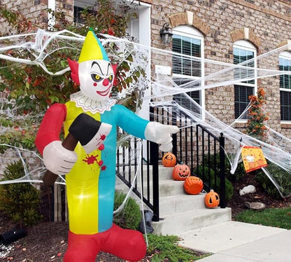 7 FT Halloween Inflatables Giant Outdoor Decorations Blow Up Yard Scary Clown Holding 75 Degrees Swings Sickle with Built-in LEDs for Garden Lawn Indoor Party Decor
