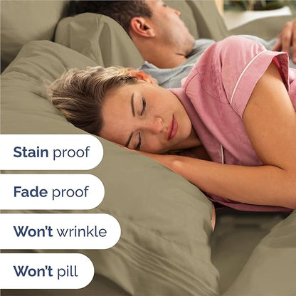 King Size 4 Piece Sheet Set - Comfy Breathable & Cooling Bed Sheets Set - Hotel Luxury Bedding for Women, Men, Kids, Teens, Boys & Girls - Deep Pockets, Ultra-Soft and Wrinkle Free - Oeko-Tex - Khaki