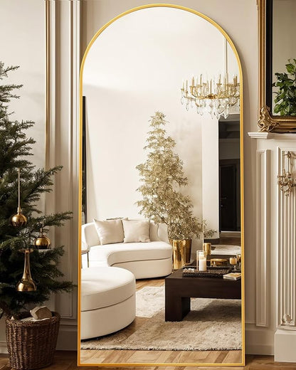 Antok Arched Full Length Mirror, 76"x34" Arched Floor Mirror, Glassless Mirror Full Length with Stand, Floor Mirrors Freestanding, Wall Mounted Mirrors for Bedroom Living Room, Gold
