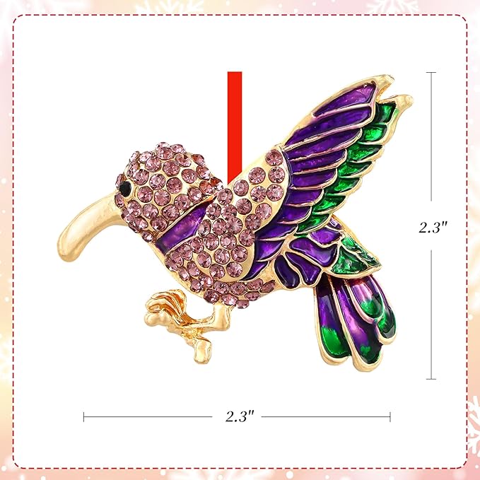 PETCEE Bird Ornaments for Christmas Tree - Purple Hummingbird Christmas Ornaments Christmas Tree Home Decor Hummingbird KeepsakeGifts for Women Friend Mother Wife Co Worker Daughter