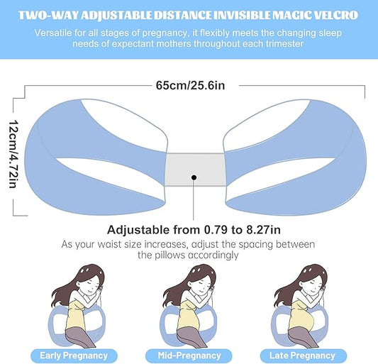 Pregnancy Pillow for Pregnant Women, Soft Pregnancy Body Pillow, Maternity Pillow Used to Support and Relieve Pain or discomfort in The Waist, Abdomen and Buttocks, Adjustable (Blue)