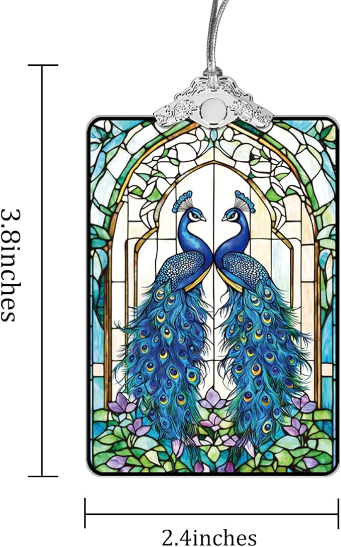 Peacock Stained Glass 2025 Christmas Ornament, Elegant Bird Hanging Decoration for Christmas Tree, Gift Exchange or Stocking Stuffer, 3.8 x 2.4 Inch