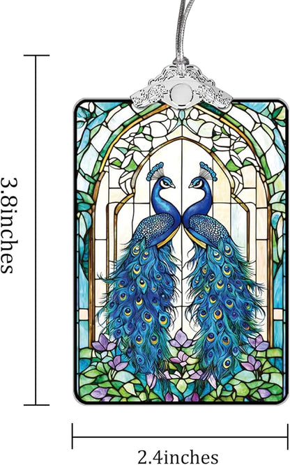 Peacock Stained Glass 2025 Christmas Ornament, Elegant Bird Hanging Decoration for Christmas Tree, Gift Exchange or Stocking Stuffer, 3.8 x 2.4 Inch