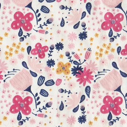 CREVENT Minky Floral Baby Blanket for Girls, Soft Plush Receiving Crib Blanket for Newborns Toddlers Bedding - Flowers 30x40 Inches