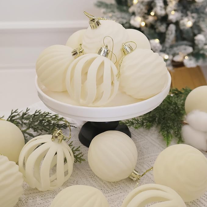 6inch Big Velvet Christmas Ornaments for Xmas Trees, 2 pcs Flocked Christmas Balls Sets for Holiday Decor