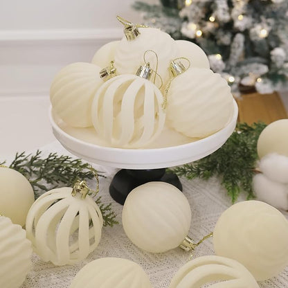 6inch Big Velvet Christmas Ornaments for Xmas Trees, 2 pcs Flocked Christmas Balls Sets for Holiday Decor