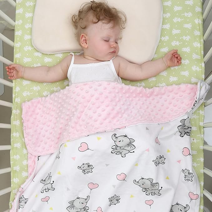 DaysU Silky Micro Soft Plush Baby Blankets for Boys with Print Animal Pattern and Soothing Raised Dots, Double Layer Bed Throws for Toddler Cot, Dinosaur, Aqua Blue, 50x60 Inches