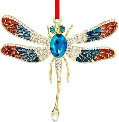 WhatSign Metal Dragonfly Ornaments - Hanging Christmas Ornament Decoration for Christmas Tree Party for Women Girls