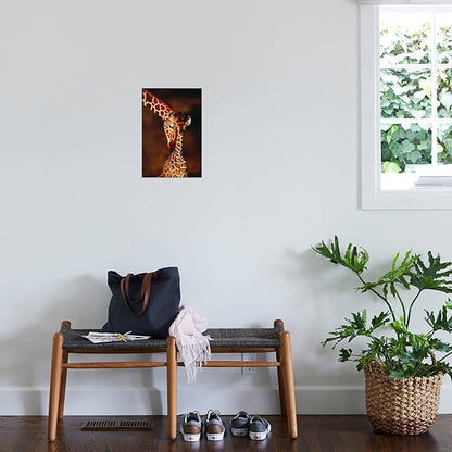 Canvas Wall Art Prints Giraffe and Baby by Lantern Press, Animals Decor, 12" x 18"