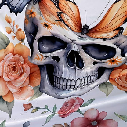 AILONEN 3D Sugar Skull Shower Curtain,Sunflower with Skeleton Design Shower Curtain Set with Hooks for Boys Girls,Butterfly Gothic Skull Waterproof Fabric Shower Curtain for Bathroom,72" W*78" H
