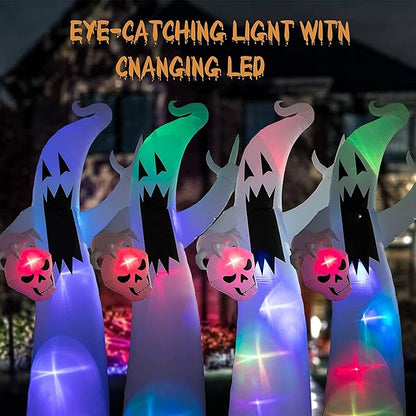 12 Ft Halloween Inflatable Decorations, Ghost Inflatables Outdoors Giant Large Halloween Decor Built-in Led Lights with Tethers, Stakes for Yard, Garden, Lawn Festival Holiday Party