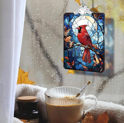 Cardinal Stained Glass 2025 Christmas Ornament, Tree Hanging Decoration for Gift Exchange or Stocking Stuffer, Christmas Tree Decor, 3.8 x 2.4 Inch