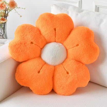 Flower Pillow, Flower Shaped Pillow Decorative Throw Pillows for Bed Couch, Cute Daisy Pillow Dorm Decor Floor Seating Cushion (Orange, 19.6 Inches)