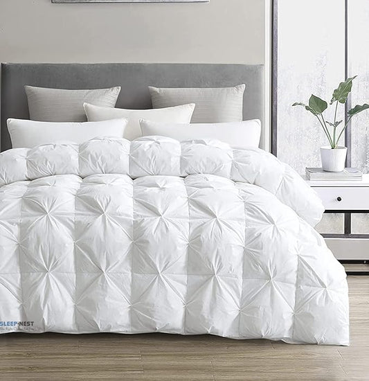 SLEEP-NEST Oversized King Comforter 120x120 Extra Large Breathable Down Alternative 1 Piece Pinch Pleated Comforter Duvet Insert with 8 Tabs/Loops for All Season Quilt Lightweight & Soft, White