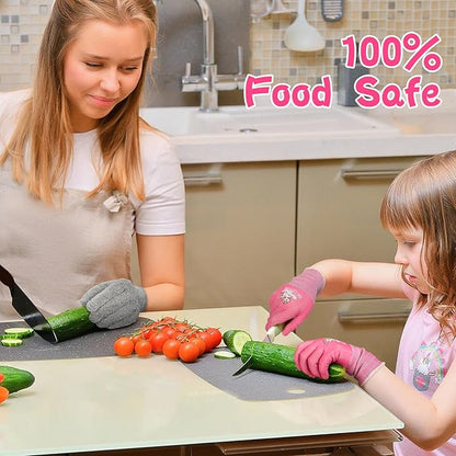 Schwer 2 Pairs MINI-KIDDO Kids Gardening Gloves MN1917, ANSI A6 Cut Resistant Kids Work Gloves, Kids Fishing Gloves, Food Grade Kids Gloves for Gardening, Wood Carving, Kitchen and DIY (XS, 6–8 Years)