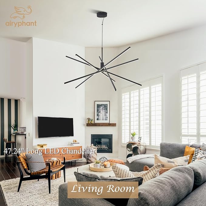 Modern 47-inch Big Chandelier for High Ceiling, Large Foyer Chandelier for Living Room Foyer Dining Room Ceiling Lighting Fixture for Staircase,85W