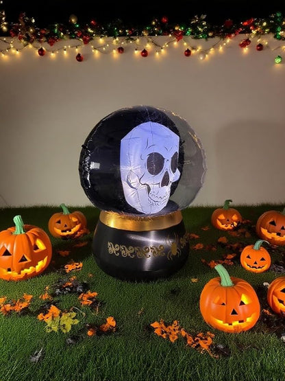 Halloween Inflatable Skull Crystal Ball Decoration - Giant Outdoor Yard Prop, Blow Up Yard Decoration Clearance with LED Lights Built-in for Holiday/Party/Yard/Garden