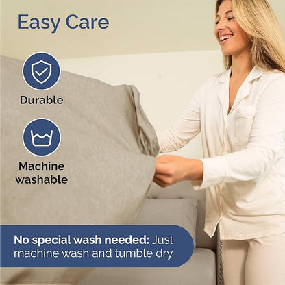 Twin Size 3 Piece Sheet Set - Comfy Breathable & Cooling Bed Sheets Set - Hotel Luxury Bedding for Women, Men, Kids, Teens, Boys & Girls - Deep Pockets, Soft & Wrinkle Free - Beige (Heathered Sheets)