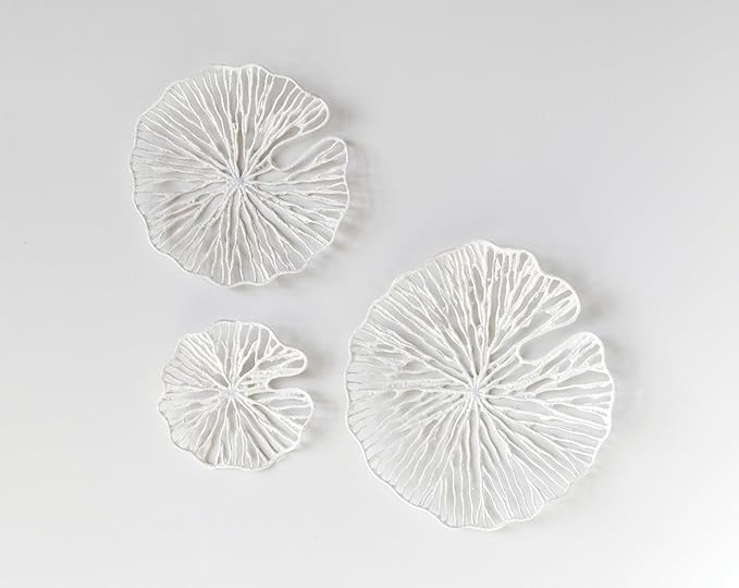 Creative Co-Op Handmade White Coral Shaped Paper & Metal Wall Décor (Set of 3 Sizes)