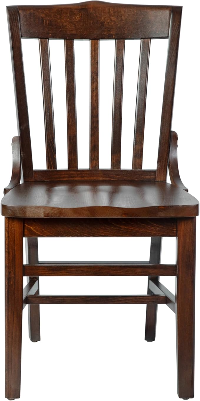 Flash Furniture Hercules Series School House Back Mahogany Wood Dining Chair, Traditional Elegant Wood Restaurant Chair, Walnut Wood