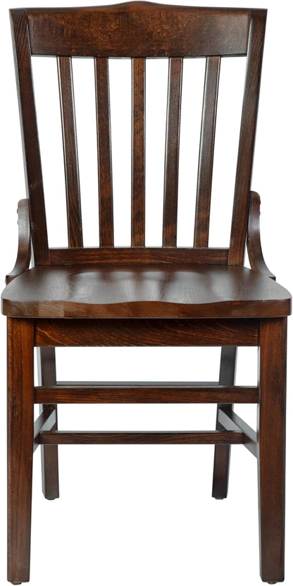 Flash Furniture Hercules Series School House Back Mahogany Wood Dining Chair, Traditional Elegant Wood Restaurant Chair, Walnut Wood