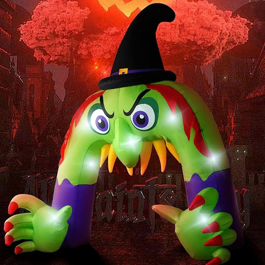 Amazingforless (12ft) Halloween LED Inflatable Decorations w/Blower Spooky Animated Blow Up (Frankenstein, Dragon, Ghost, Pumpkin, Skeleton Dog,Tree,Clown, Archway)
