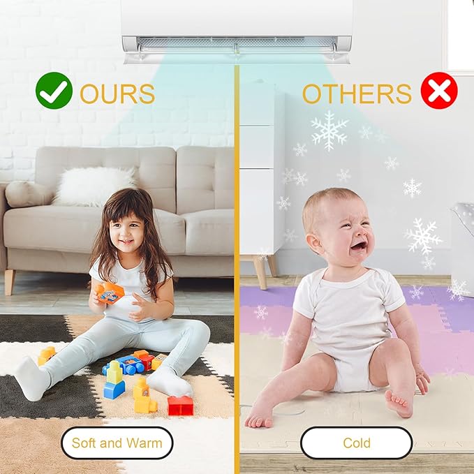 12 Pcs Plush Interlocking Carpet Tiles，Non-Toxic Foam Carpet Tiles for Toddler Baby，Machine-Washable，Anti-Slip，EVA Foam Interlocking Tiles for Floor, Nursery, Grey White Light Brown