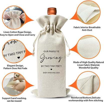 Pregnancy Announcement Gift Wine Bag, New Dad New Mom Gift, Baby Announcement Gift for New Grandpa Grandma Uncle Aunt, Gender Neutral Pregnancy Announcement, Baby Shower or Party Favor