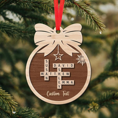 Custom Christmas Ornament, Personalized Crossword Ornament, Custom Family Names On Wooden Design, Wooden Ornaments for Christmas Tree, Custom Scrabble Ornament, Xmas 2024