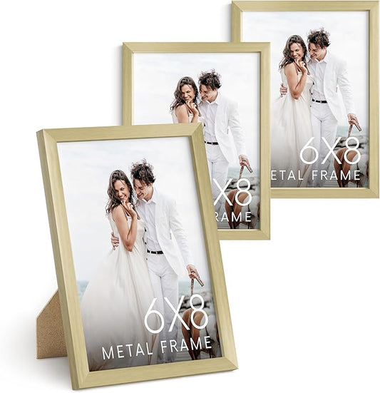 HAUS AND HUES Standalone Gold Aluminum Frame Set of 3-6x8