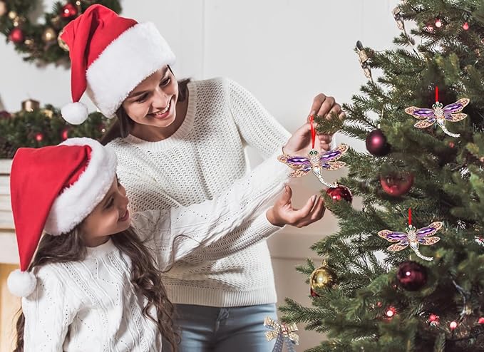 WhatSign Dragonfly Christmas Ornament - Purple Metal Hanging Ornaments for Christmas Tree Decorations Gifts for Women Girls Nature Lovers