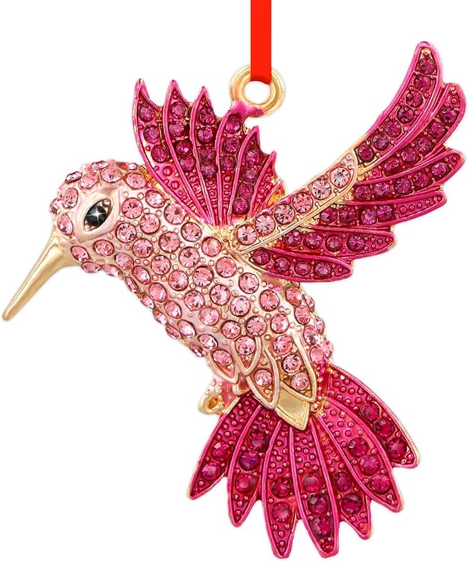PETCEE Hummingbird Gifts for Women - Bird Christmas Tree Ornaments Decorations Pink Hummingbird Christmas Ornament Metal Bird Ornaments Keepsake Gifts for Women Friend Mother Wife Coworker Daughter