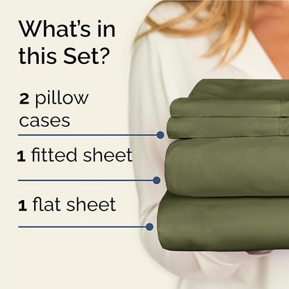 CGK Linens Twin XL 4 Piece Sheet Set - Cooling Sheets for Hot Sleepers - Hotel Luxury Bedding Set with 8-16 Inch Deep Pockets - 1 Flat & 1 Fitted & 2 Pillowcases - Soft and Wrinkle Free - Sage Green